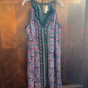 Women’s v neck summer dress, asymmetrical pattern